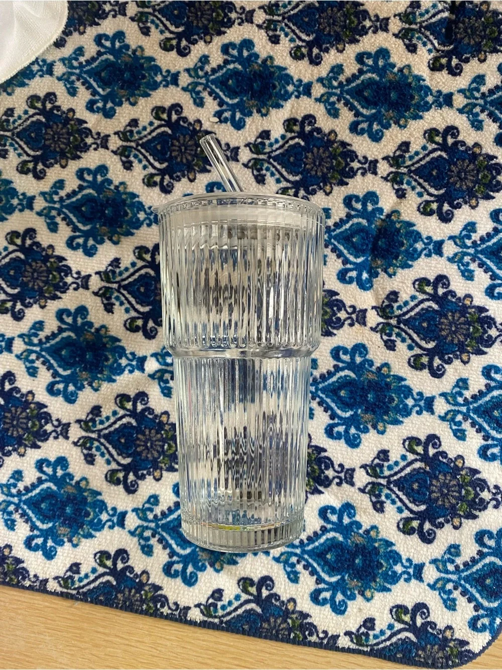 ribbed glass cup